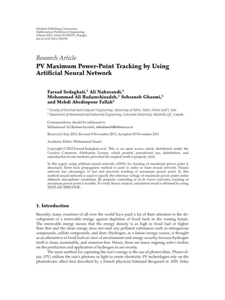 PV Maximum Power-Point Tracking by Using Artificial Neural Network ...