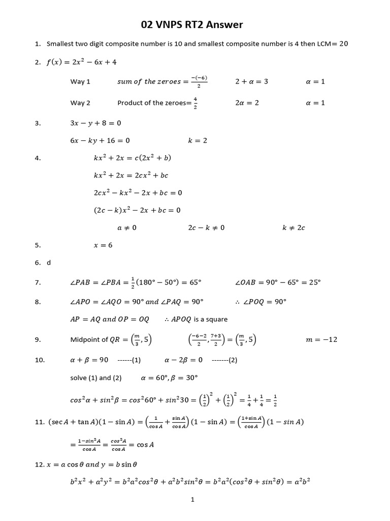 Math Problem Solutions and Proofs | PDF | Square Root | Geometry