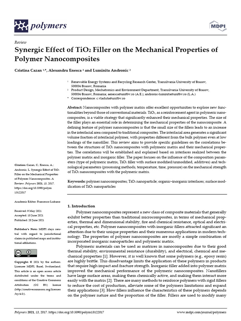 Synergic Effect of TiO2 Filler On The Mechanical P | PDF ...
