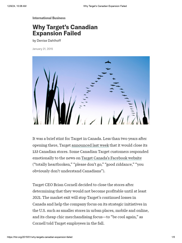 Target's Failed Canadian Expansion | PDF | Target Corporation | Marketing