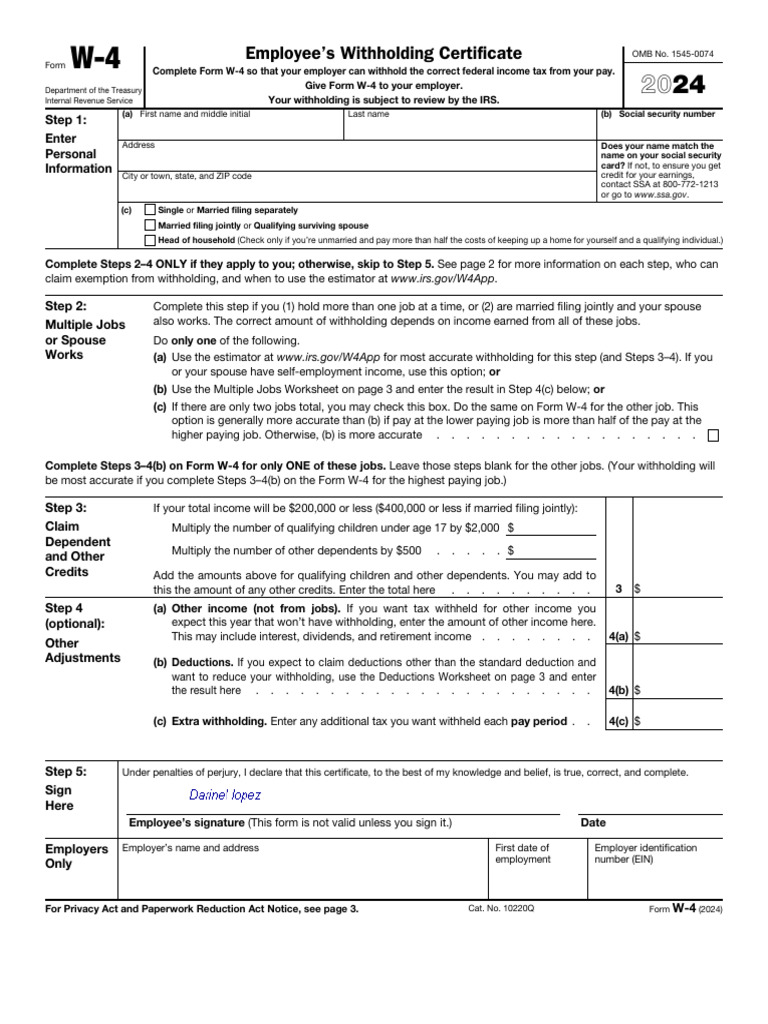 IRS Form W-4 Employee Withholding Guide | PDF | Payroll | Tax Refund