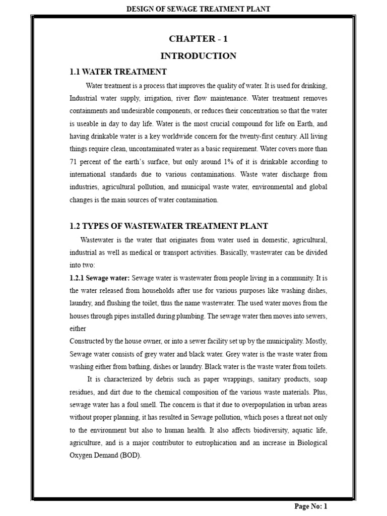 5th Sem Mini Project 2024 | PDF | Sewage Treatment | Sewage