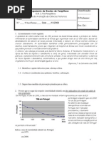 Ficha de avaliação de Ciências Naturais do 9º Ano Outubro 2008