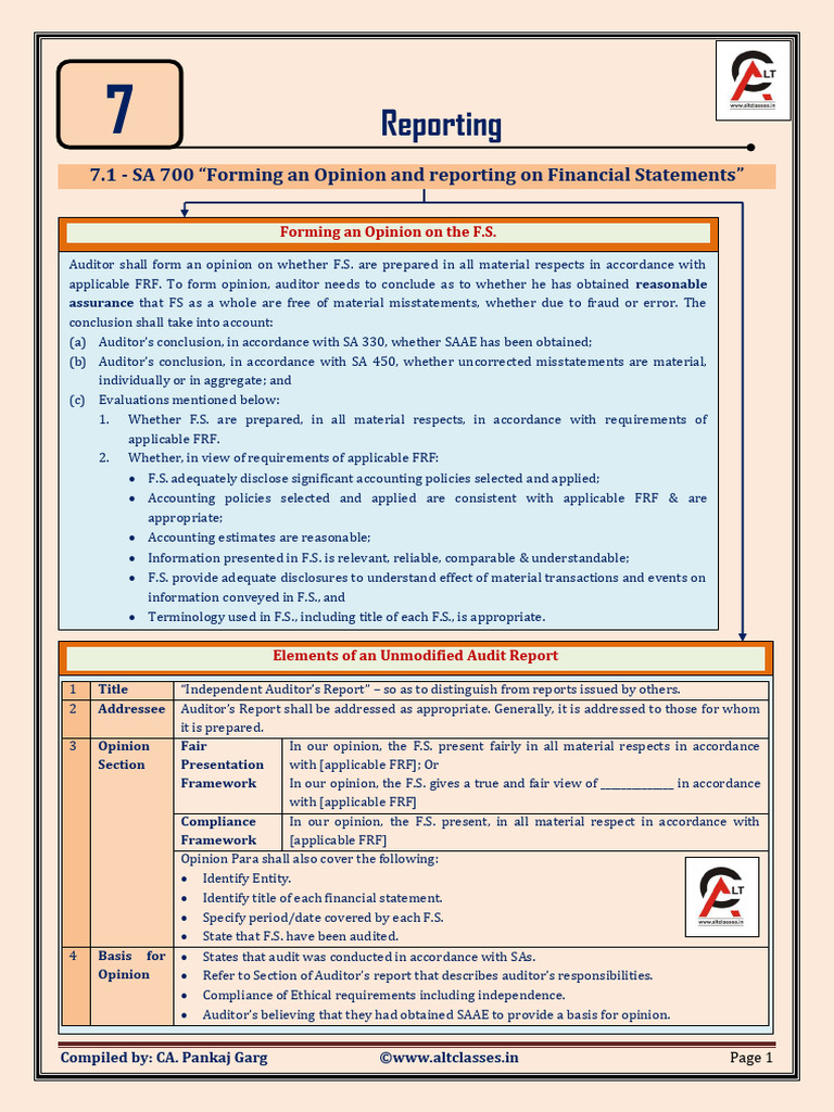 Understanding SA 700 Audit Reporting | PDF | Auditor's Report | Audit