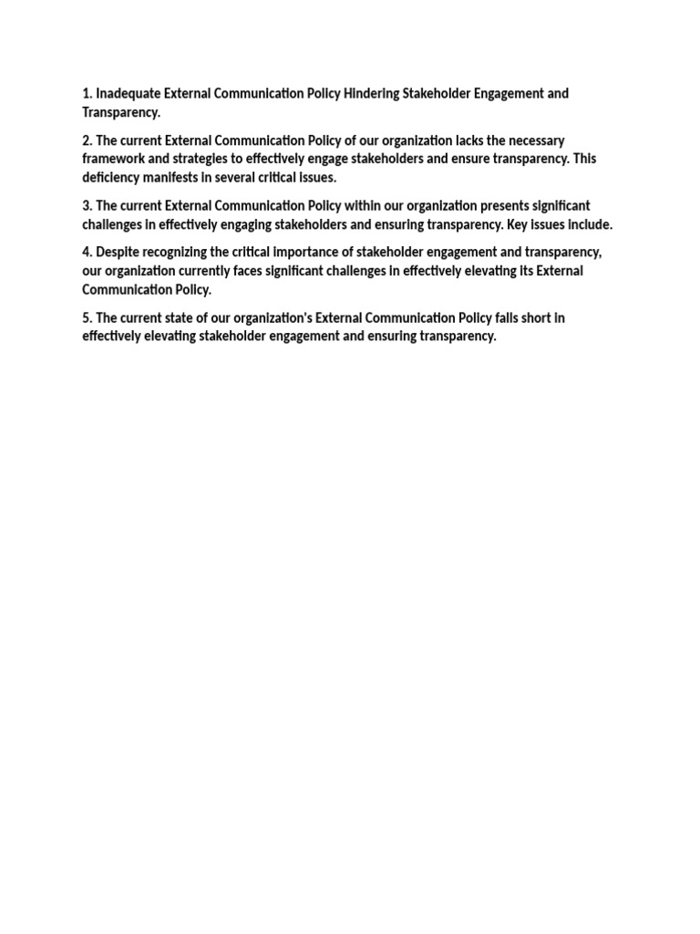 Improve Stakeholder Engagement Policy | PDF