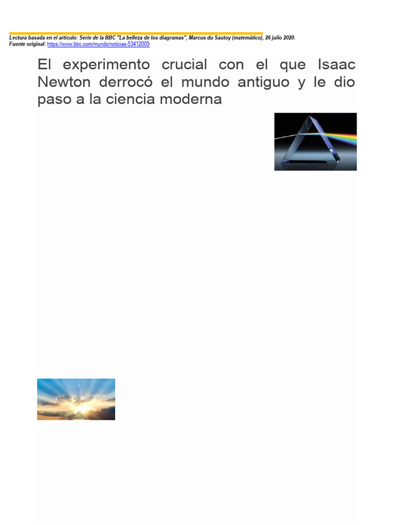 Lectura El Experimento Crucial PDF Telescopio Isaac Newton