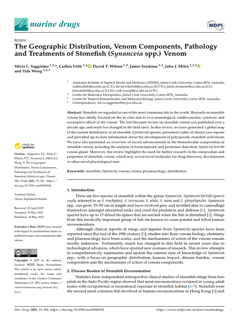 Stone Fish Venom | PDF | Proteins | Venom