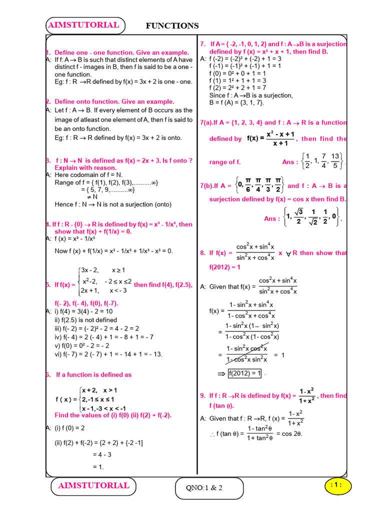 Mathematics 1A Vsaq's | PDF | Function (Mathematics) | Mathematics