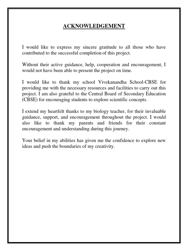 MBA Project Acknowledgement Section | PDF