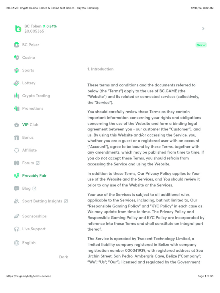 BC - GAME T&C | PDF | Credit Card | Gambling