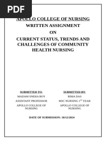 Assignment on Current Status, Trends and Challenges of Community Health Nursing