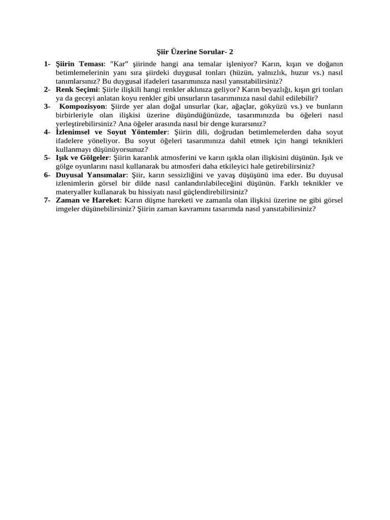 Şiir Ile Ilgili Sorular 2 | PDF