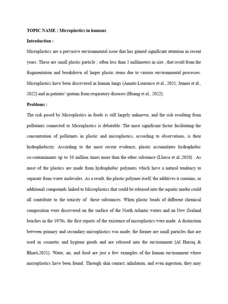 Microplastics Impact on Human Health | PDF | Plastic | Pollution
