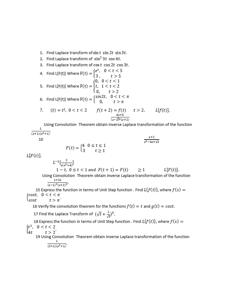 Bridge Maths II Imp Question 2023-24 | PDF | Laplace Transform ...