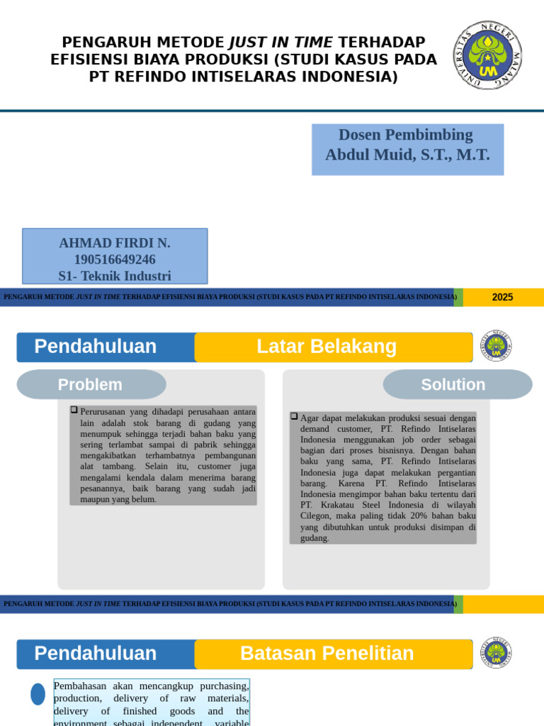 Just In Time dan Efisiensi Biaya PT Refindo | PDF