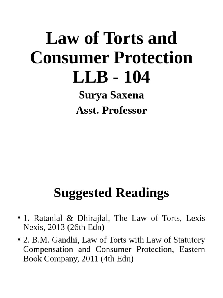 Torts and Consumer Protection Overview | PDF | Tort | Damages