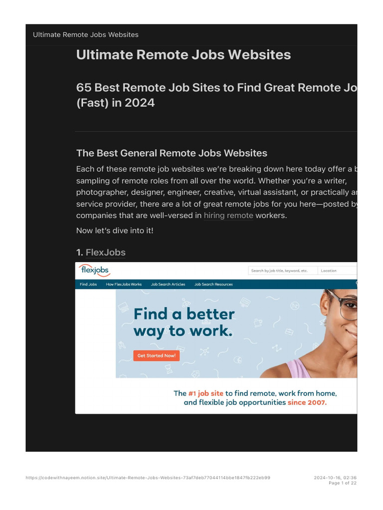 Ultimate Remote Jobs Websites | PDF | Freelancer | Search Engine ...