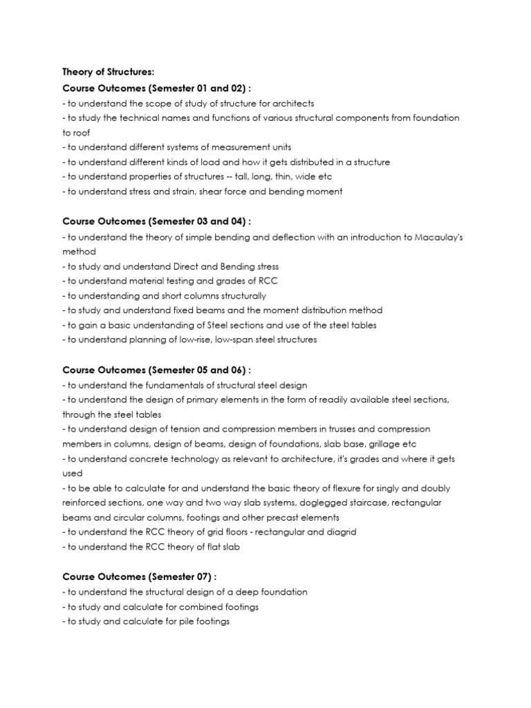 Theory of structures course outcomes pdf