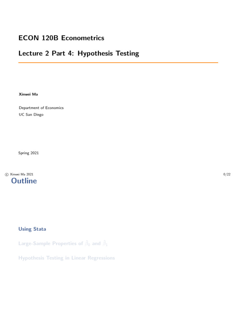 Hypothesis Testing in Econometrics | PDF | Errors And Residuals ...