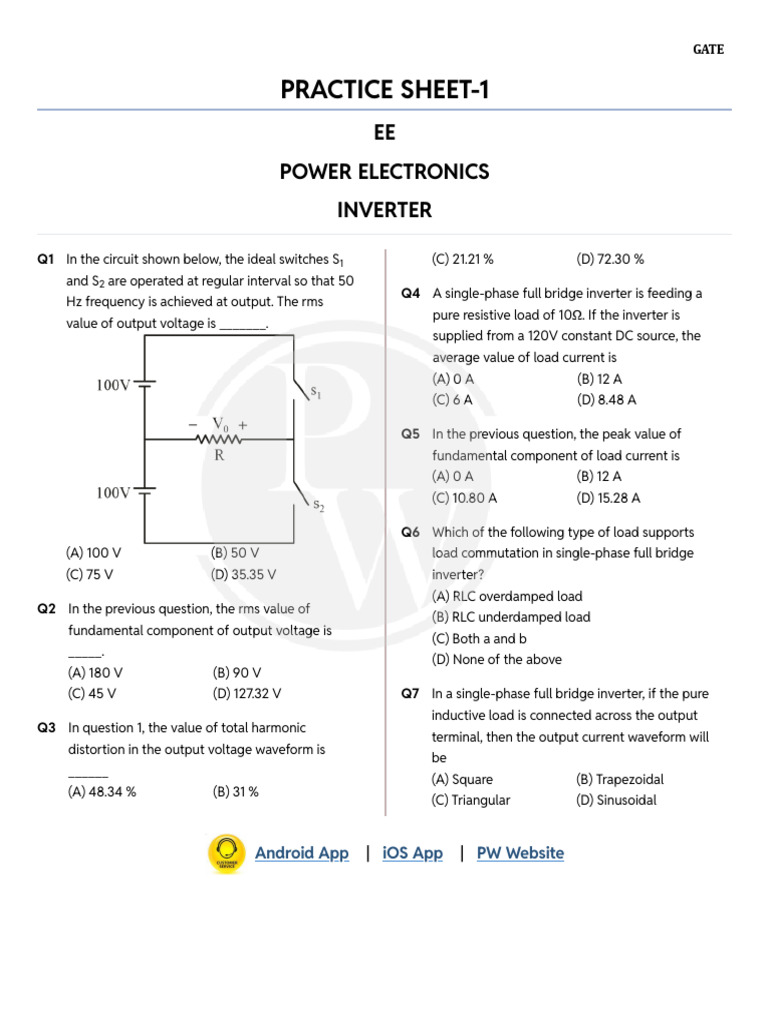 Inverter - Practice Sheet 01 (By Ajay Sir) | PDF | Power Inverter ...