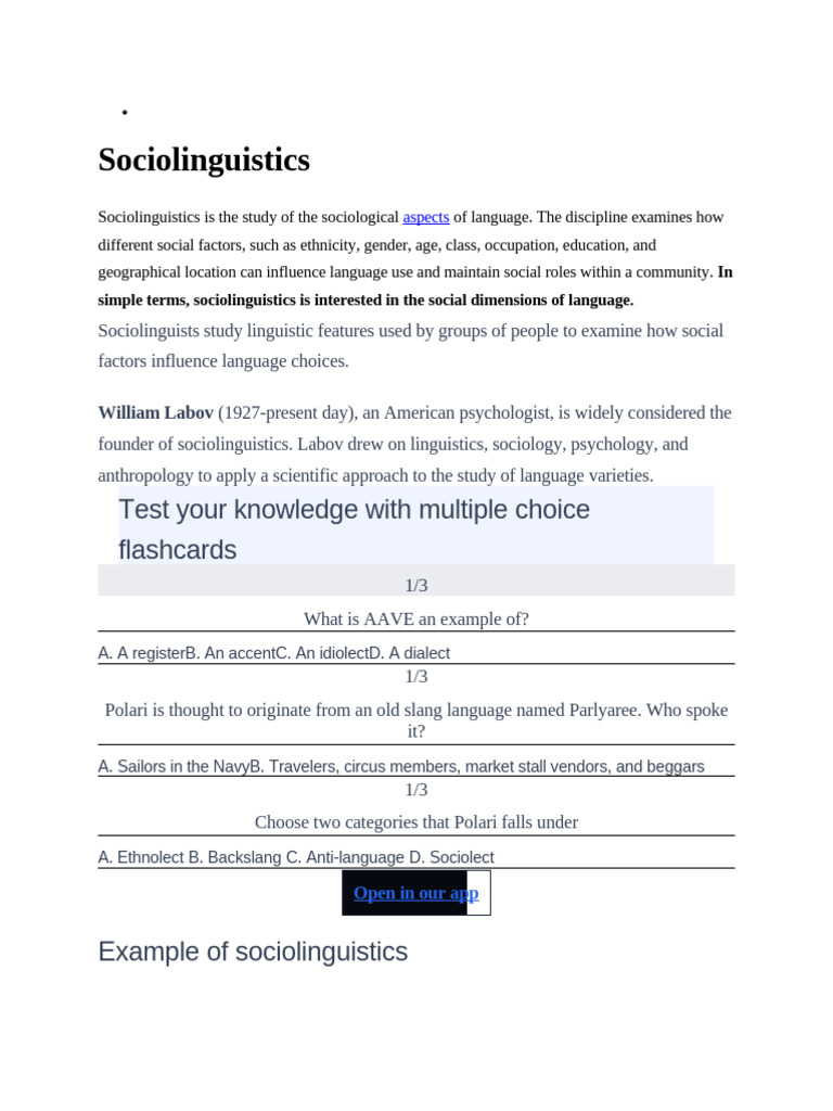 Basics of Sociolinguistics 1 | PDF | Sociolinguistics | English Language