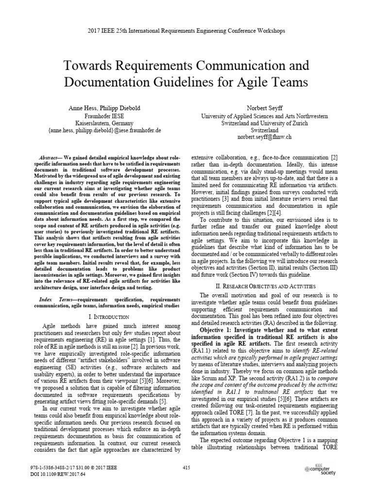 Towards Requirements Communication and Documentation Guidelines for ...