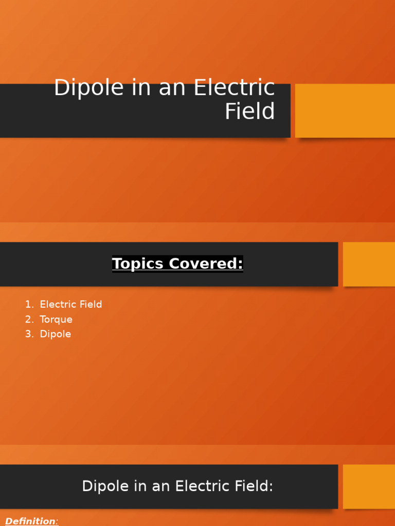 Dipole Torque in Electric Fields | PDF | Electric Field | Dipole