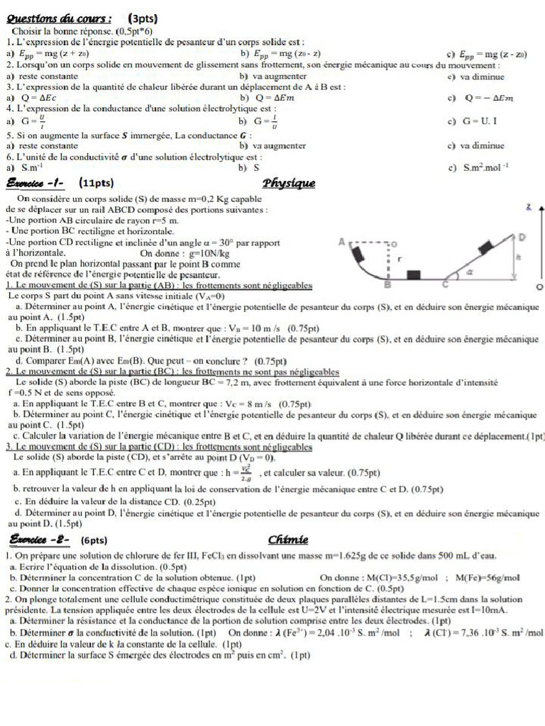 Contrôle 2 Physique Chimie | PDF