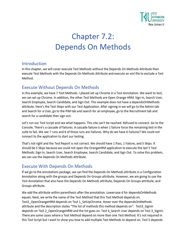 (Transcript) Chapter 7.2 - Depends On Methods | PDF | Bracket ...