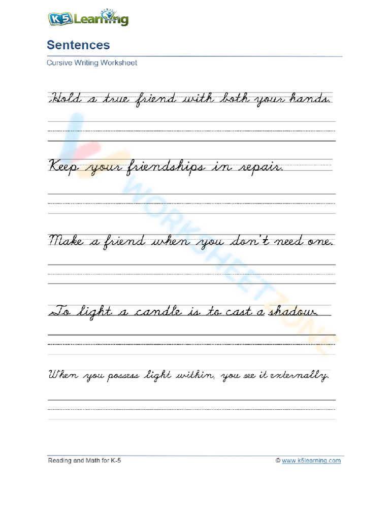 Practice Sentence For Handwriting | PDF