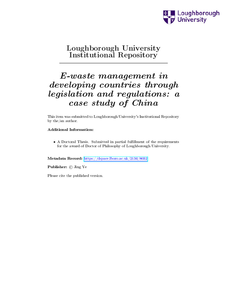 E-Waste Management in Developing Countries Through Legislation and ...