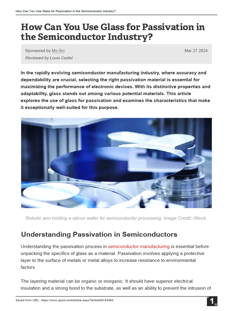 How Can You Use Glass For Passivation in The Semiconductor Industry ...