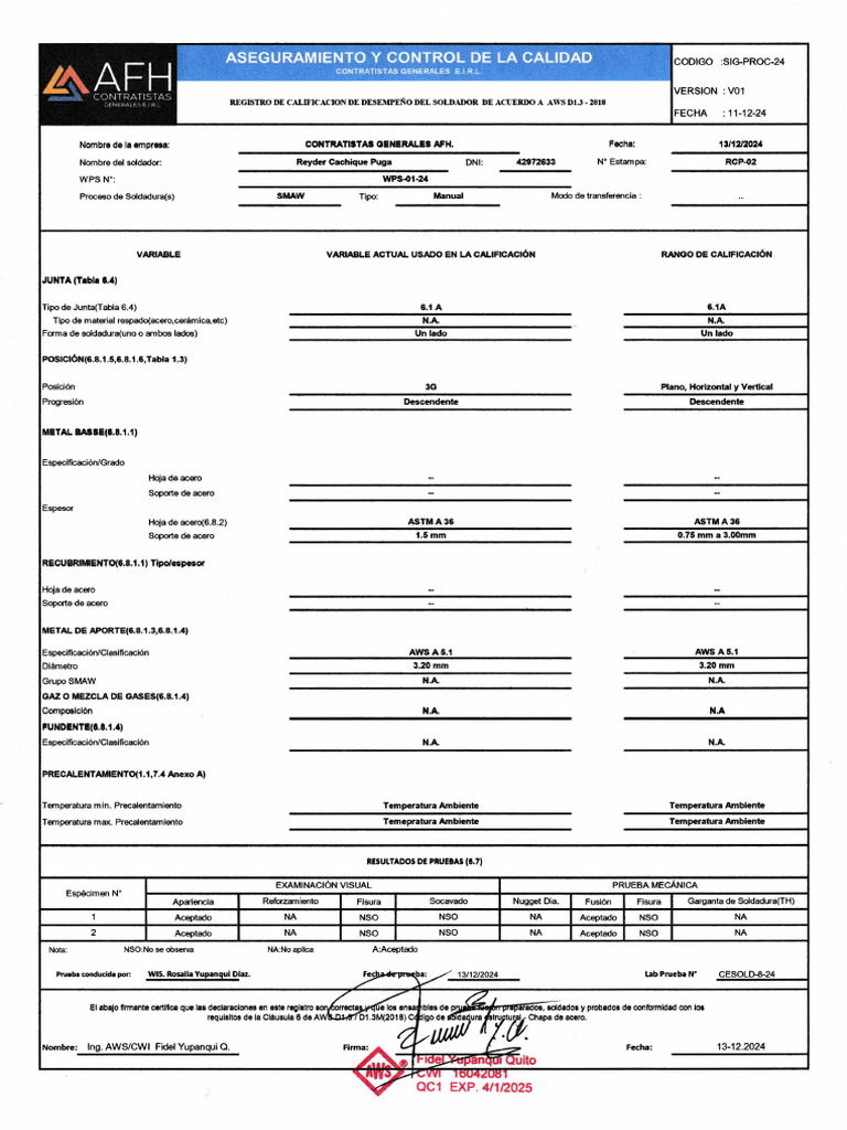 Aseguramiento y Control de Calidad 2312 | PDF