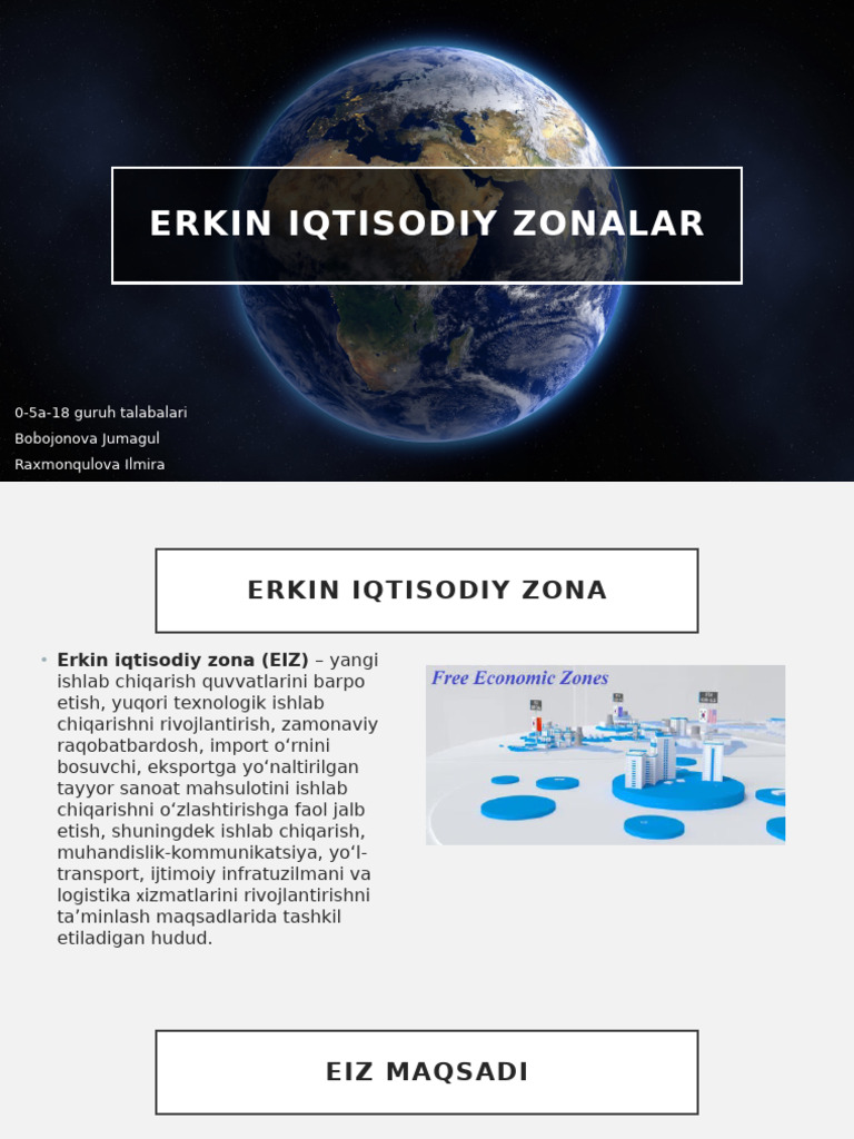 Erkin Iqtisodiy Zonalar | PDF