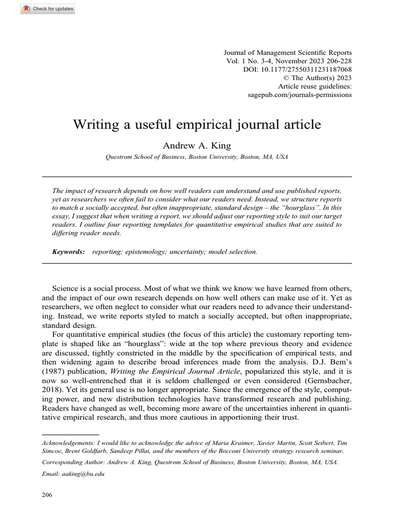 Writing A Useful Empirical Journal Article | PDF | Falsifiability ...