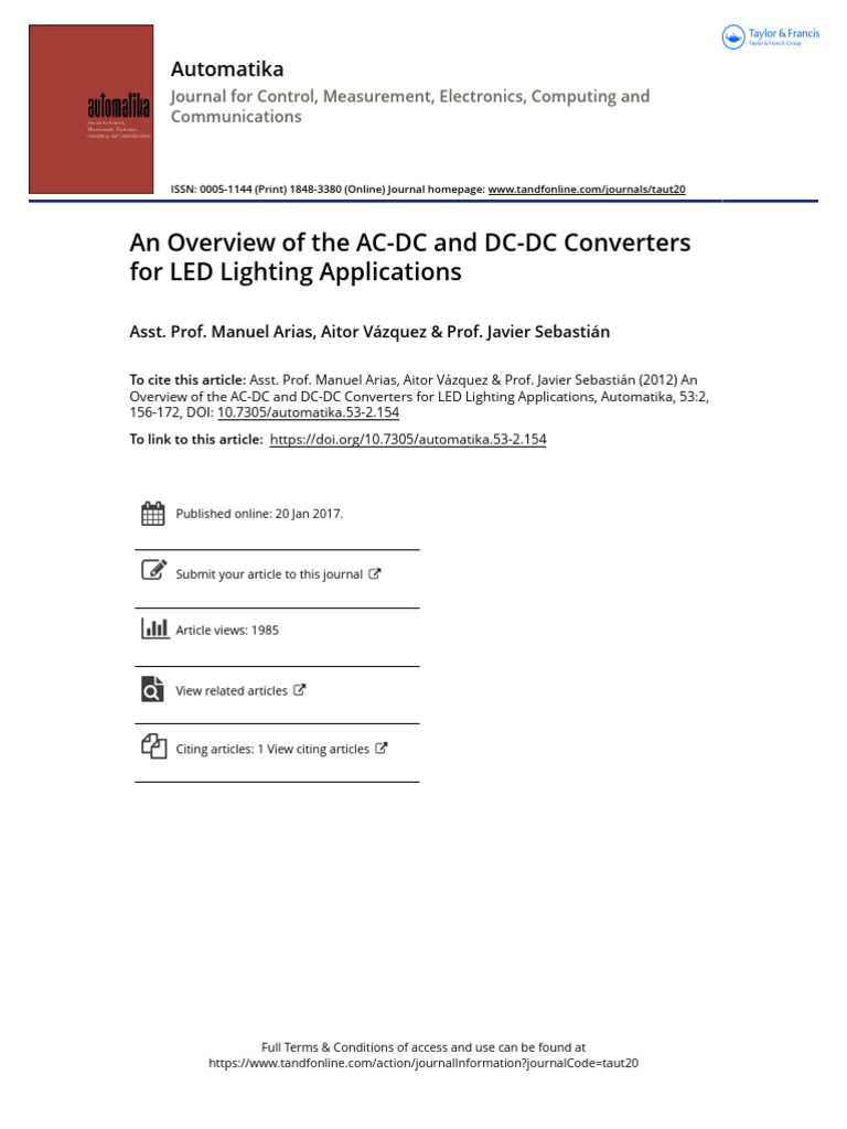 An Overview of The AC-DC and DC-DC Converters For LED Lighting ...