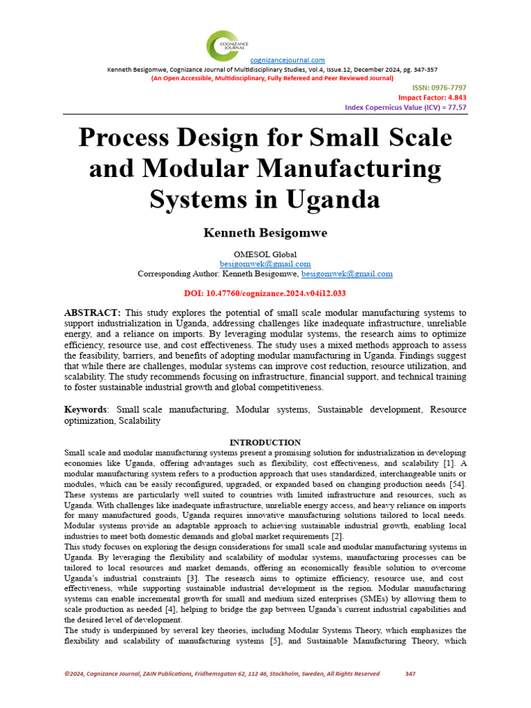 Modular Manufacturing in Uganda: A Study | PDF | Infrastructure ...