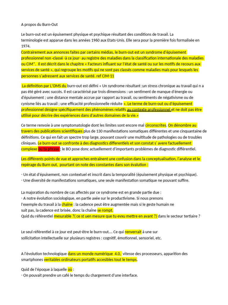 Comprendre le Burn-Out au Travail | PDF | Syndrome d'épuisement ...
