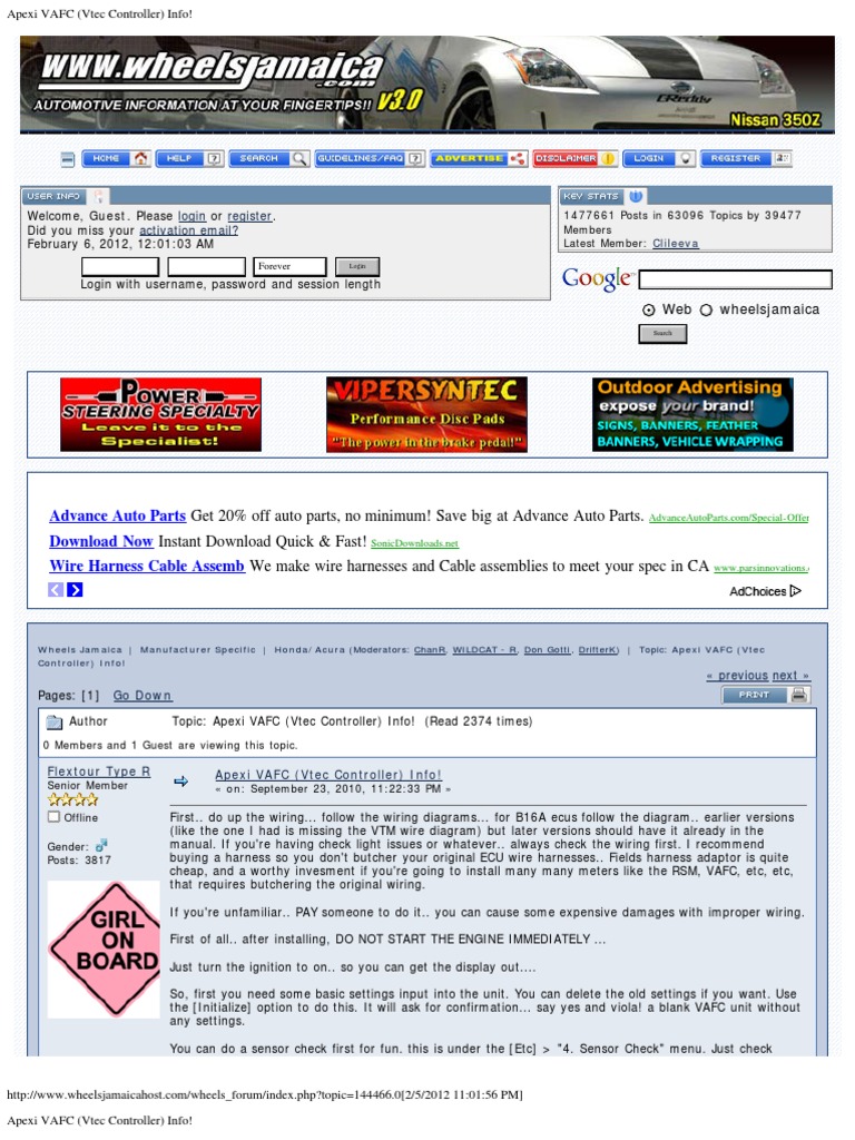 Apexi VAFC (Vtec Controller) Info! PDF Throttle Automobiles