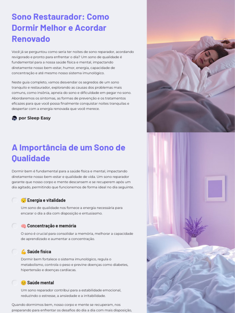 Dicas para Dormir Melhor e Acordar Renovado | PDF | Insônia | Dormir
