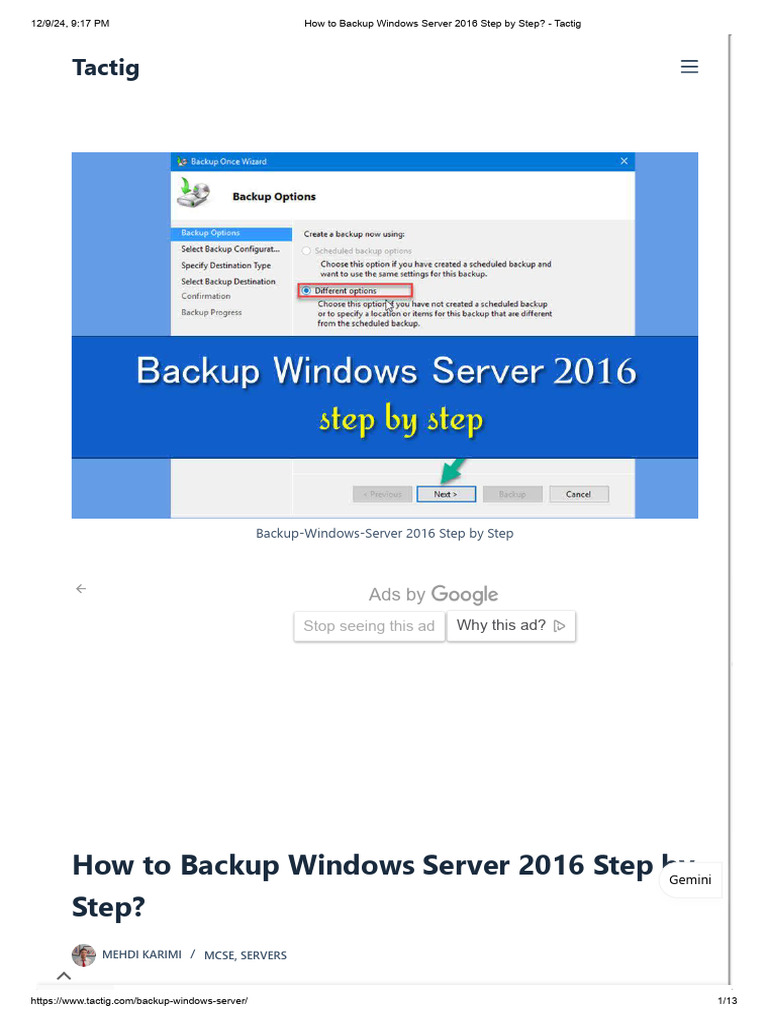 Backup Windows Server 2016 Guide | PDF | Backup | Computer File
