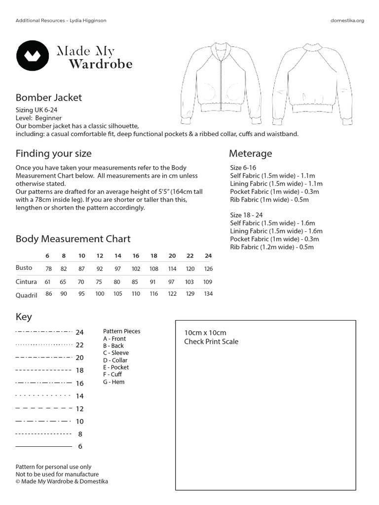 Bomber Jacket Pattern Guide | PDF | Sewing | Seam (Sewing)