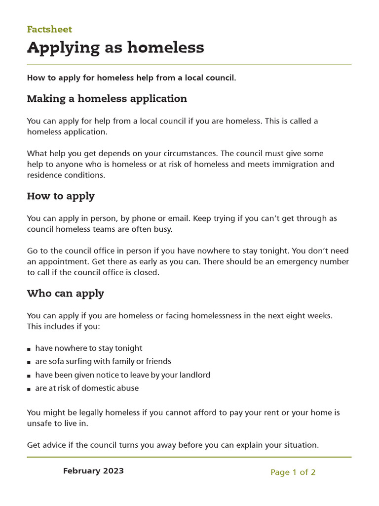 How to Apply for Homeless Assistance | PDF | Homelessness