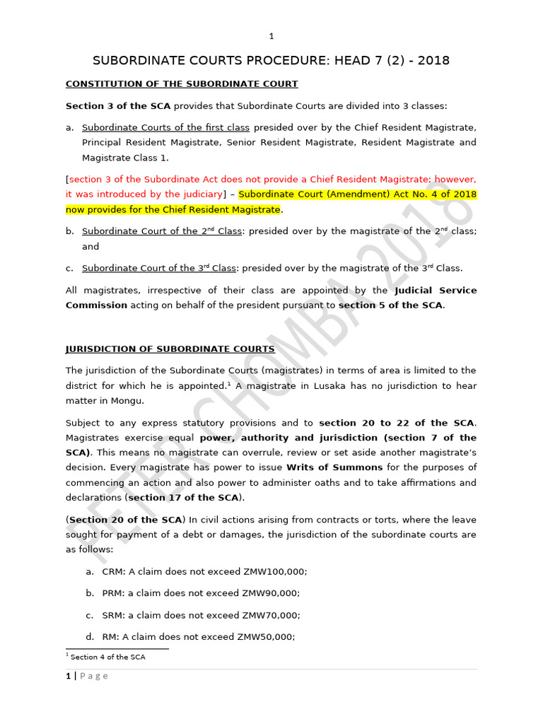 Subordinate Court 2018 | PDF | Summons | Judgment (Law)