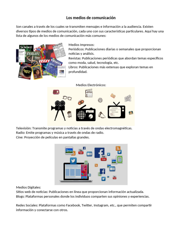 Tipos de Medios de Comunicación | PDF | Medios de comunicación ...