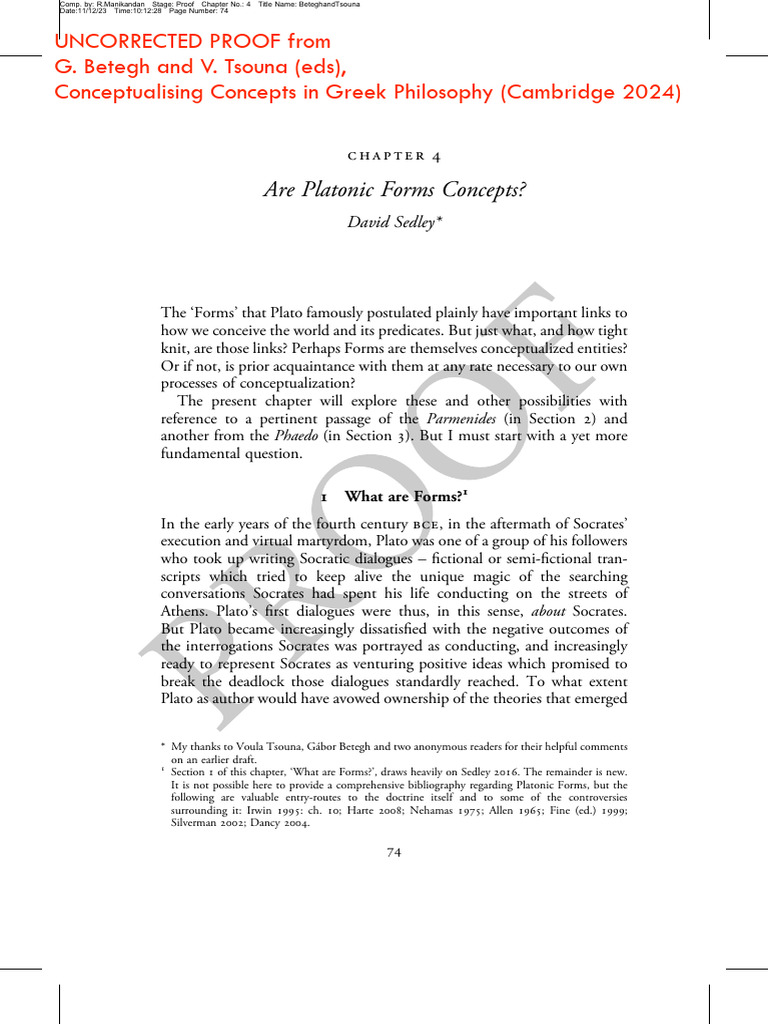 Exploring Platonic Forms and Concepts | PDF | Plato | Thought