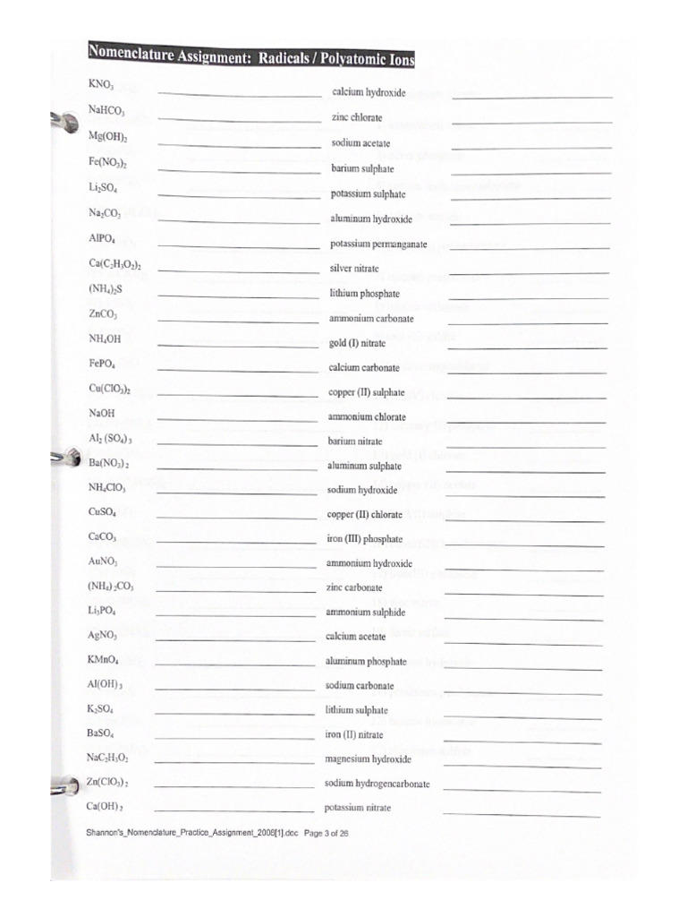 Polyatomic Practice | PDF