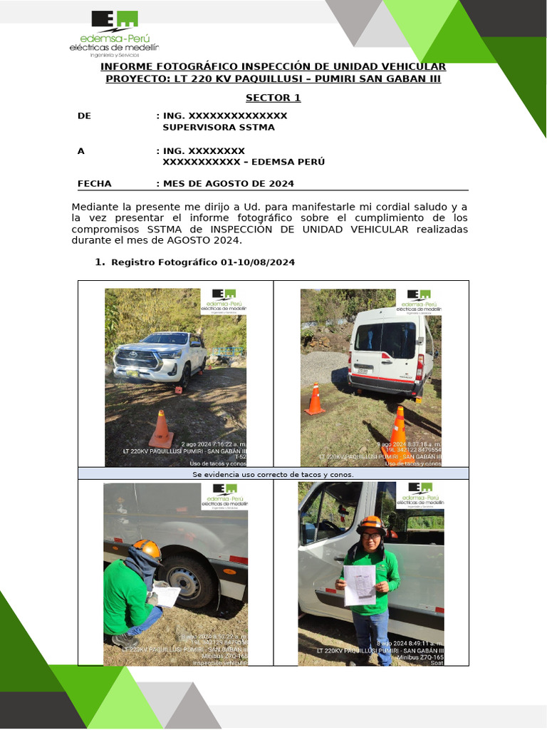 Informe Fotográfico Inspección Vehicular | PDF