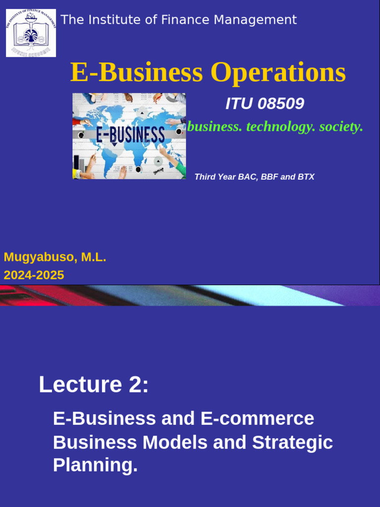 Lecture 2 - PT1 - E-Business Models 2 | PDF | Electronic Business ...