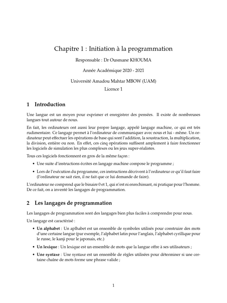 Initiation à la programmation Python | PDF | Programmation informatique ...